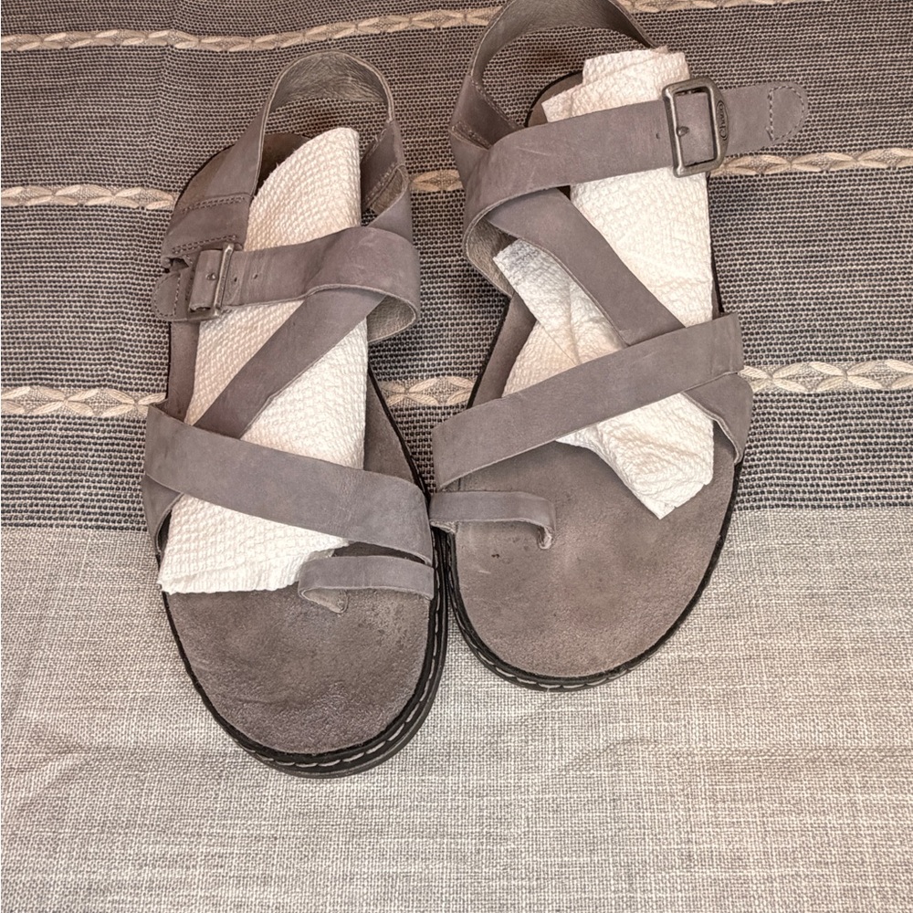 Chaco Leather Sandals Women 10 Gray Strappy Comfort Outdoor Hiking